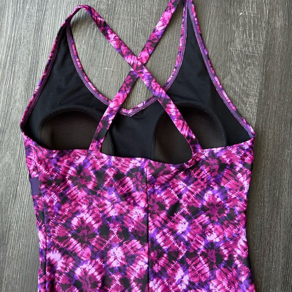 Speedo Geometric Pattern Cross Back One Piece Bodysuit - Picture 6 of 8